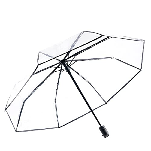 Regenschirm Durchsichtig Taschenschirm Transparent Stockschirm Auf-Zu Automatik Windsicher Sturmfest Sonnenschutz Kompakt Leicht Stabiler Transportabel Reiseschirm von Malaxlx