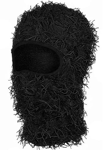 Schwarz Distressed Balaclava Sturmhaube Gesichtsmaske Skimaske Gestrickt Balaclava Shiesty Vollgesichts Maske Winter Winddicht Beanie Halswärmer für Damen Herren von Malaxlx