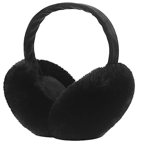 Schwarz Winter Warme Ohrenschützer Ohrenwärmer für Damen Herren Plüsch Ohrenschützer Faltbar Abnehmbar Ski Outdoor Earmuffs von Malaxlx