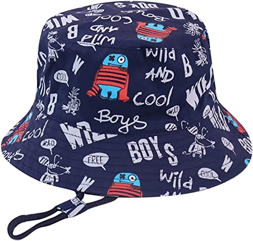 Unisex Baby Sonnenhut Roboter Marineblau Fischerhut Säugling Sommerhut für 6-12 Monate Mädchen Jungen von Malaxlx