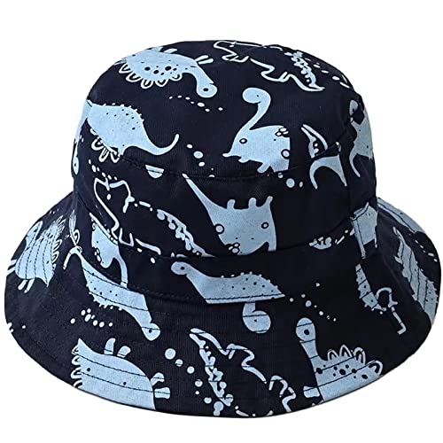 Unisex Kinder Sonnenhut Dinosaurier Marineblau Fischerhut Sommerhut für 4-8 Jahre Mädchen Jungen von Malaxlx