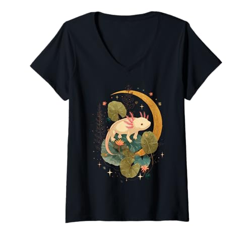 Damen Lustige Axolotl-Pflanze, Natur, Tierliebhaber, Amphibien-Enthusiast T-Shirt mit V-Ausschnitt Damen Lustige Axolotl-Pflanze, Natur, Tierliebhaber, Amphibien-Enthusiast T-Shirt mit V-Ausschnitt von Malaxoltluveve