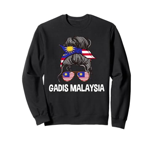 Gadis Malaysia Mädchen Unordentlicher Haarknoten Malaysische Frauen Mädchen Sweatshirt von Malaysia Flag Designs Proud Malaysian Roots