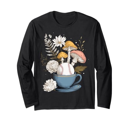Baseball Damen Pilze Cottagecore Floral Nature Lovers Langarmshirt Baseball Damen Pilze Cottagecore Floral Nature Lovers Langarmshirt von Malbaseballluveve