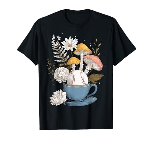 Baseball Damen Pilze Cottagecore Floral Nature Lovers T-Shirt Baseball Damen Pilze Cottagecore Floral Nature Lovers T-Shirt von Malbaseballluveve