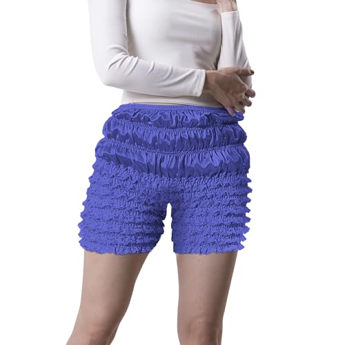 Malco Modes gerüschte obeerschenkellange Bloomers Tanzhöschen mit Spitzen (Stlye N24). Ideal zu Rock, Kleid, Kostüm, oder Tellerrock für Rockabilly, Swing, Twist, Rockn Roll, Square Dance, Dirndl, Tracht und Trachten, Schlager, Gothic, oder Fasching. - X-Large - Königsblau von Malco Modes