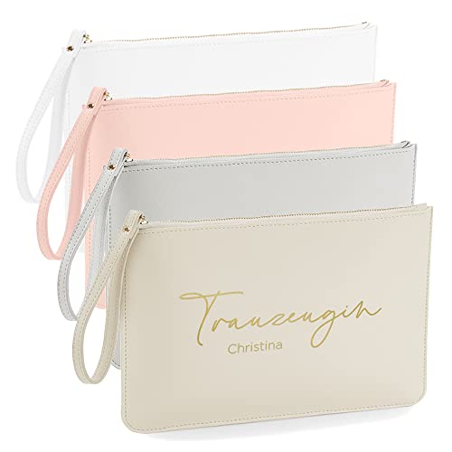 MaldetMOMENTS Clutch TRAUZEUGIN mit Name | personalisierte Tasche für die Trauzeugin | personalisierte Handtasche als Geschenk für die Trauzeugin (Beige) von MaldetMOMENTS