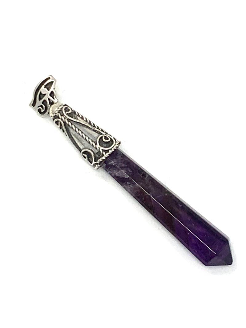 Sterling Silber Amethyst Spitze Anhänger Mit Auge Der Stunden 3 "x.04" Sterling Silber Amethyst Spitze Anhänger Mit Auge Der Stunden 3 "x.04" von Maldija
