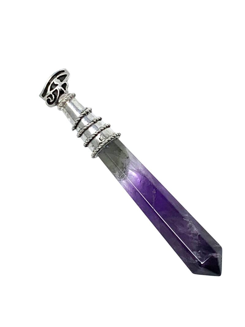 Sterling Silber Amethyst Spitze Anhänger Mit Auge Der Stunden 3 "x.04" Sterling Silber Amethyst Spitze Anhänger Mit Auge Der Stunden 3 "x.04" von Maldija