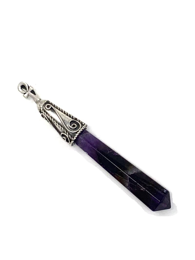 sterling Silber Amethyst-Spitze-Anhänger Mit Dem Schlüssel Des Lebens 3 "x.04" sterling Silber Amethyst-Spitze-Anhänger Mit Dem Schlüssel Des Lebens 3 "x.04" von Maldija