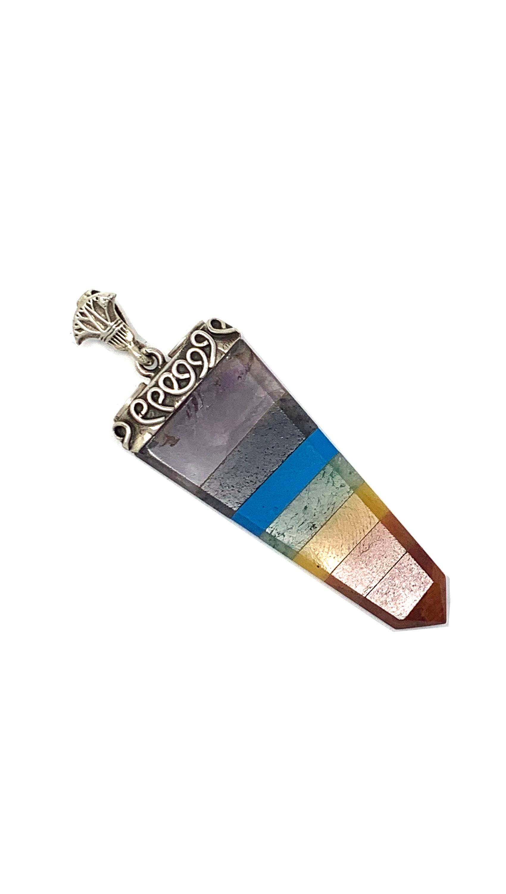 sterling Silber Chakra Punkt Anhänger 2, 6 "Lang Und 0, 9" Breit von Maldija