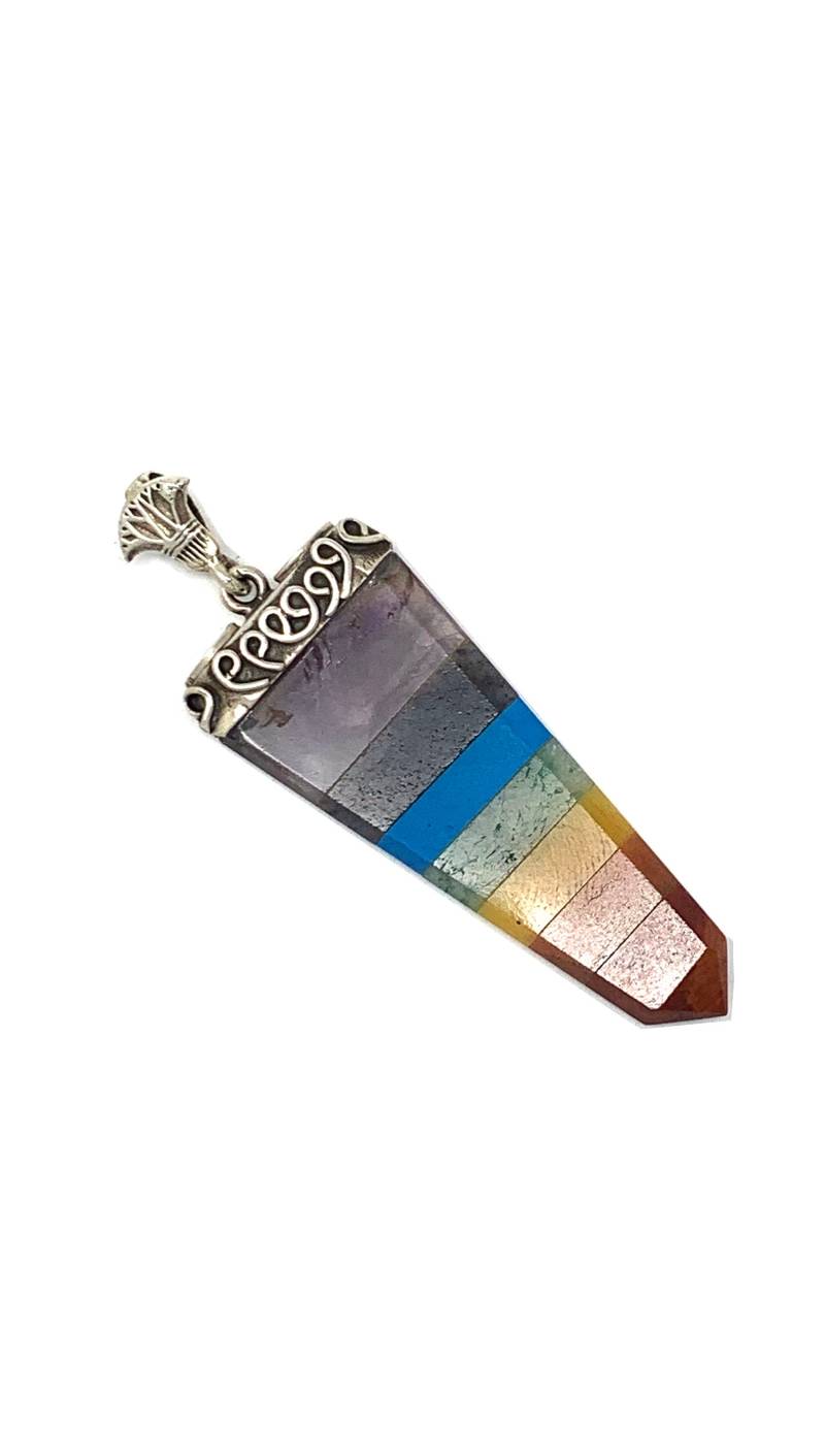 sterling Silber Chakra Punkt Anhänger 2, 6 "Lang Und 0, 9" Breit sterling Silber Chakra Punkt Anhänger 2, 6 "Lang Und 0, 9" Breit von Maldija