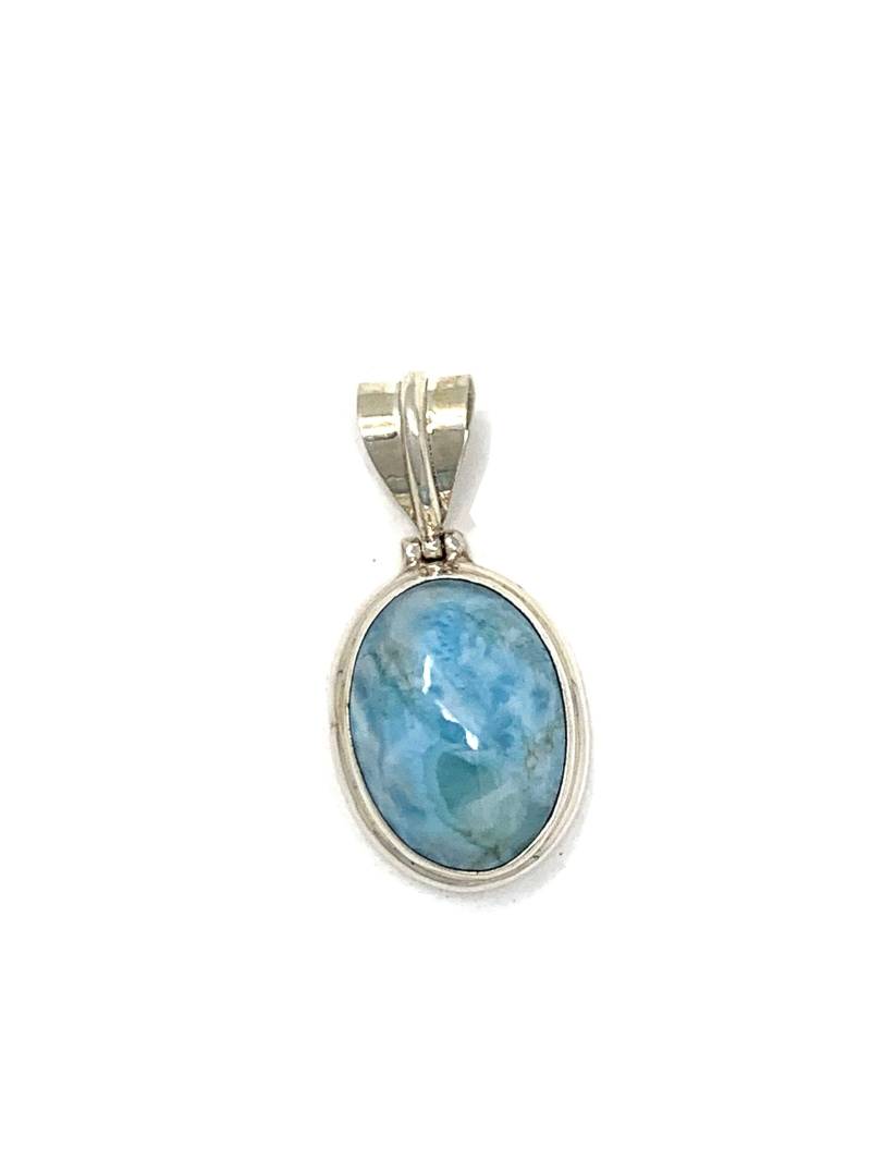 sterling Silber Larimar Oval Anhänger 3.25"x1.5"Gewicht 5.95 Gramm von Maldija