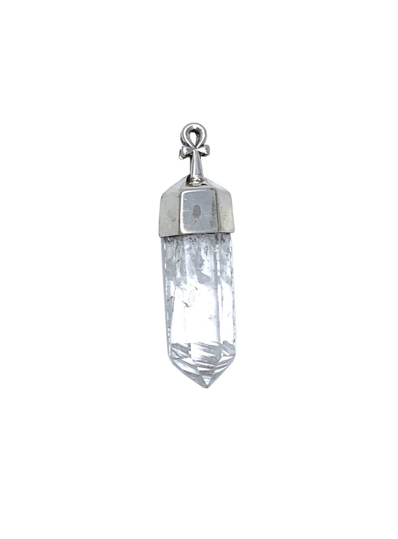 sterling Silber Natural Crystal Point Anhänger Mit Dem Schlüssel Des Lebens 2 "Lang Und .05" Breit sterling Silber Natural Crystal Point Anhänger Mit Dem Schlüssel Des Lebens 2 "Lang Und .05" Breit von Maldija