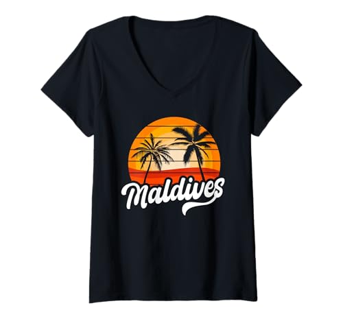 Damen Malediven Sonnenuntergang Maledive Island Urlaub Maledivisches Souvenir T-Shirt mit V-Ausschnitt Damen Malediven Sonnenuntergang Maledive Island Urlaub Maledivisches Souvenir T-Shirt mit V-Ausschnitt von Maldives Flag Designs Proud Maldivian Roots
