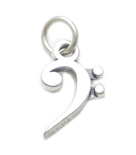 Bassschlüssel Sterling Silber Charm .925 x 1 Musiknoten Charms von Maldon Jewellery