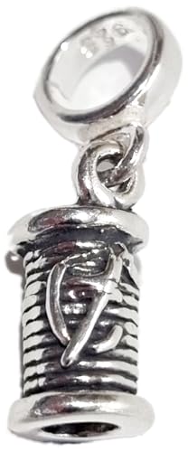 Baumwolle Reel Sterling Silber Perlen Charme .925 x 1 Spule von Faden Charme von Maldon Jewellery