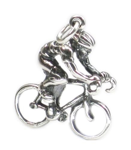 Bike Cyclist Sterling Silber Charm .925 x 1 Biking Cycling Charms von Maldon Jewellery
