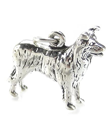 Border Collie Hund Sterling Silber Charm .925 x 1 Collies Charms Hunde. von Maldon Jewellery