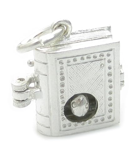Buchwurm Öffnung Sterling Silber Charm .925 x 1 Bücherwurm Leseanhänger von Maldon Jewellery