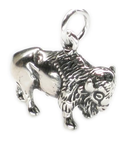 Büffel Sterlingsilber Charm .925 x 1 Büffel und Bison Anhänger dkc5032 von Maldon Jewellery