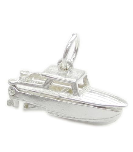 Cabin Cruiser Boot Öffnung Sterling Silber Charm .925 x 1 Boats Boating von Maldon Jewellery
