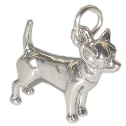 Chihuahua Hund Sterling Silber Charm .925 x 1 Chihuahuas Hunde Charms von Maldon Jewellery
