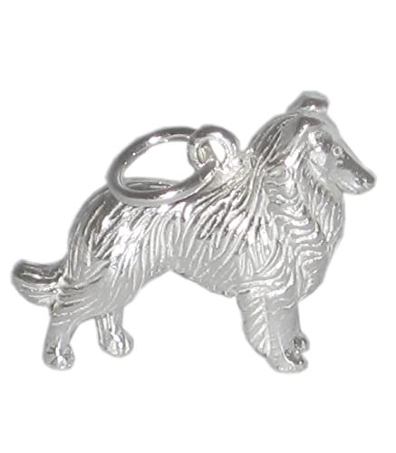 Collie Hund Sterling Silber Anhänger .925 x 1 Lassie Hund Charme bj2057 von Maldon Jewellery