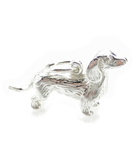 Dachshund Hund Sterling Silber Anhänger .925 x 1 Dackel Hunde Anhänger bj2059 von Maldon Jewellery
