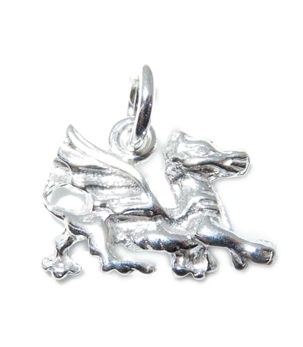 Drache Sterling Silber SMALL Anhänger .925 x 1 Walisische Drachen Anhänger von Maldon Jewellery