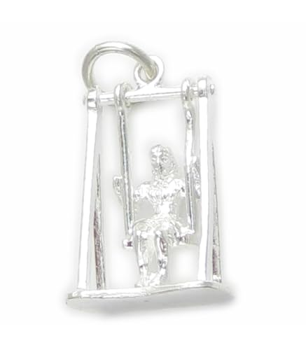 Ein Mädchen auf einer Schaukel Sterling Silber beweglicher Charm .925 x 1 Swings Charms von Maldon Jewellery