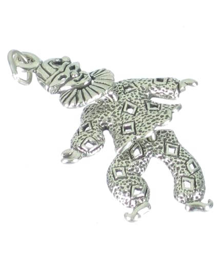 HARLEQUIN CLOWN Sterlingsilber Charm - Anhänger .925 x 1 Clowns Anhänger sslp2520 von Maldon Jewellery