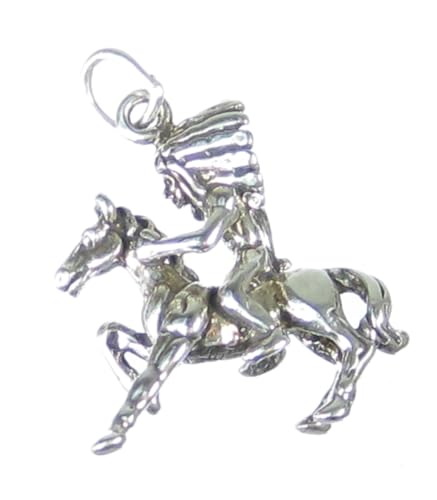 Häuptling der amerikanischen Ureinwohner zu Pferd Sterling Silber Charm .925 x1 Indianer -SFP von Maldon Jewellery