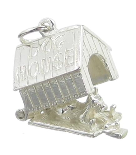 Hund Hundehütte offener Sterlingsilber Anhänger .925 x 1 Hunde Haus Charms bj2164 von Maldon Jewellery