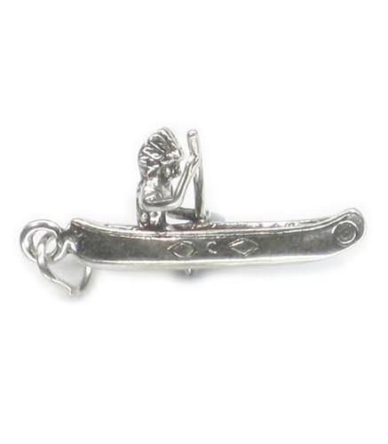 Indianer Indianer in Kanu Sterling Silber Charm .925 x 1 Kanus von Maldon Jewellery