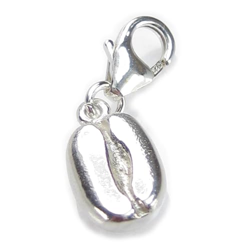 Kaffeebohne Sterling Silber Charm auf 9mm Clip .925x1 Getränke Charms von Maldon Jewellery