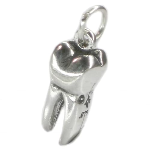 Zahn Molar Sterling Silber Charm .925 x 1 Zähne Wurzel Zahnarzt Charms von Maldon Jewellery