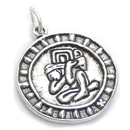 Maya Maya Haab Coin Disc Icon Sterling Silber Charm .925 x 1 von Maldon Jewellery