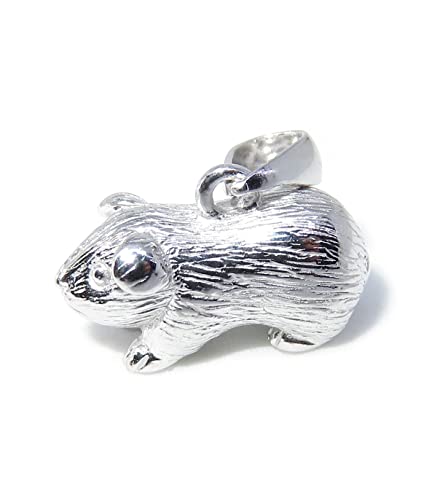 Meerschweinchen kleiner Sterling Silber Anhänger .925 x 1 Pets Pigs Anhänger von Maldon Jewellery