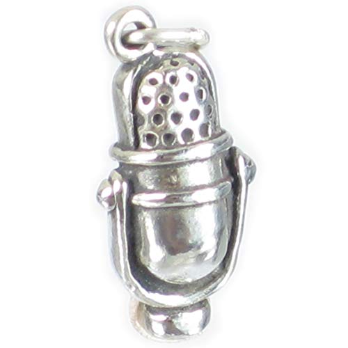 Mikrofon Sterling Silber Charm .925 x 1 Mikrofon Charms von Maldon Jewellery