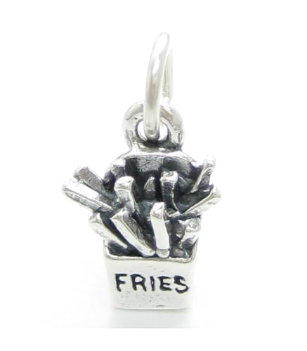 Pommes Frites Chips Sterling Silber Charm .925 x 1 Fastfood Charms von Maldon Jewellery