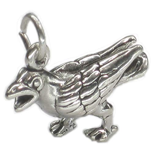 Rabe Krähe Vogel Sterlingsilber Charm .925 x 1 Raben und Krähen Charms sslp2798 von Maldon Jewellery