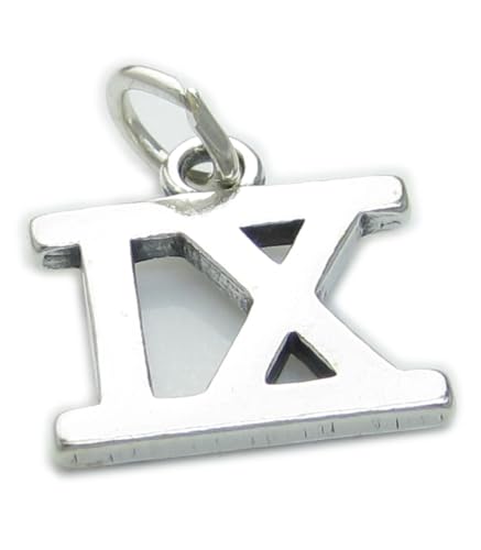 Römische Ziffer Nummer 9 Sterling Silber Charm .925 x1 IX Ziffern Charms von Maldon Jewellery