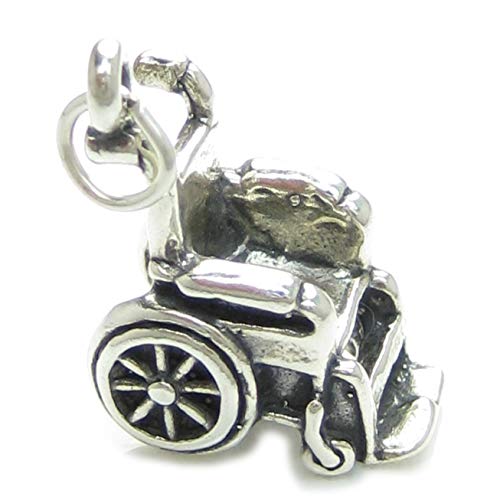 Rollstuhl Sterlingsilber Charm .925 x 1 deaktiviert Rollstuhl Charms sslp2889 von Maldon Jewellery