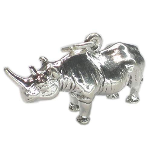 SSLP1138 Charm-Anhänger Nashorn, Sterling-Silber 925, 1 Stück von Maldon Jewellery