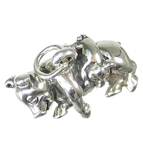 Schwein und Ferkel 2D Sterlingsilber Charm .925 X1 Schweine Sau Ferkel Charms sslp2619 von Maldon Jewellery