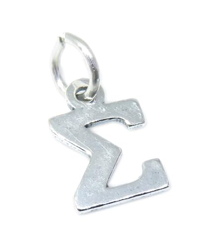 Sigma griechisches Alphabet Sterling Silber Charm .925 x 1 Symbole Buchstaben Charms von Maldon Jewellery