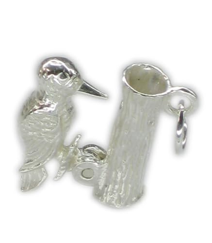 Specht beweglicher Sterling Silber Charm Specht Vögel Charms von Maldon Jewellery