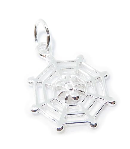 Spider on Web Kleiner Sterling Silber Charm .925 x 1 Spiders Charms von Maldon Jewellery