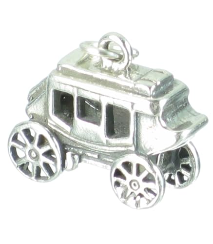 Stagecoach Sterling Silber Charm .925 x 1 Stage Coach Cowboy Charms von Maldon Jewellery